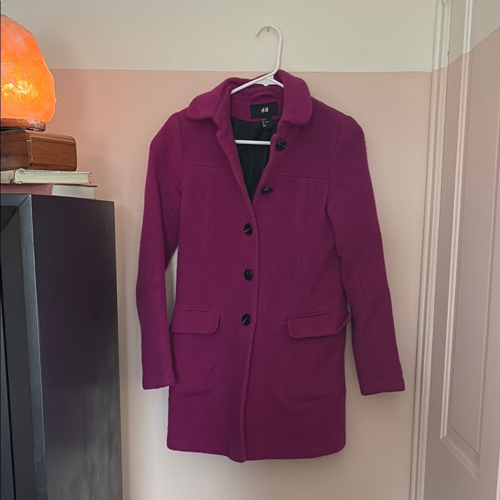H&M Women's Magenta Pea Coat